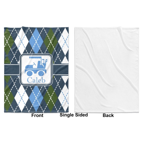 Blue Argyle Baby Blanket (Single Side - Printed Front, White Back)