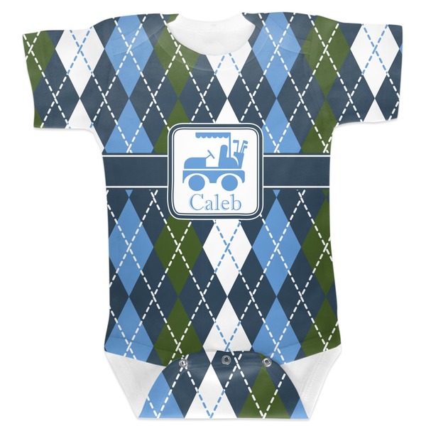 Custom Blue Argyle Baby Bodysuit 0-3 (Personalized)