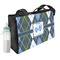 Blue Argyle Baby Diaper Bag with Baby Bottle
