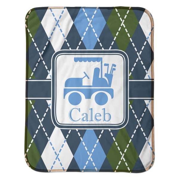 Blue Argyle Baby Sherpa Blanket - Flat