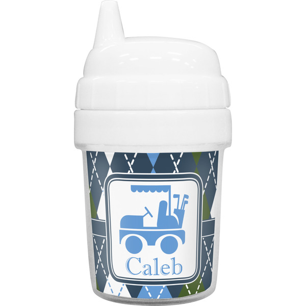 Custom Blue Argyle Baby Sippy Cup (Personalized)