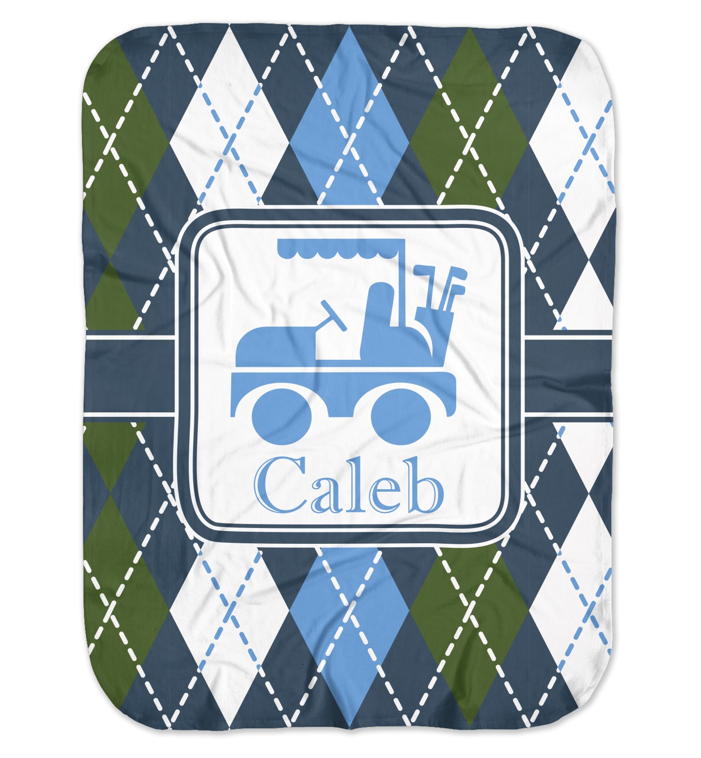 Custom Blue Argyle Baby Swaddling Blanket (Personalized) YouCustomizeIt