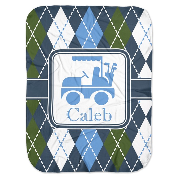 Custom Blue Argyle Baby Swaddling Blanket (Personalized)