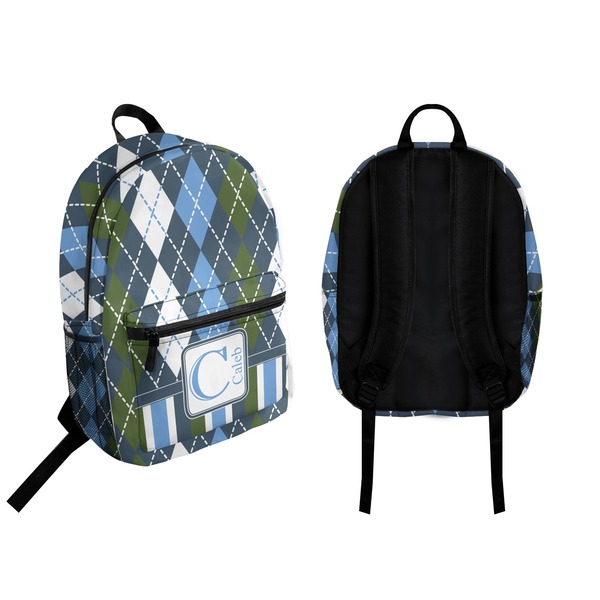 Blue Argyle Backpack front and back - Apvl