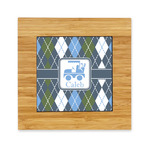 Blue Argyle Bamboo Trivet with Ceramic Tile Insert (Personalized)