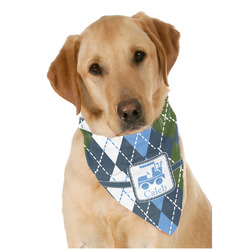 Blue Argyle Dog Bandana Scarf w/ Name or Text