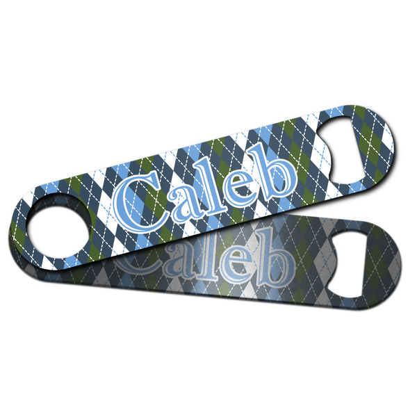 Blue Argyle Bar Bottle Opener - Main