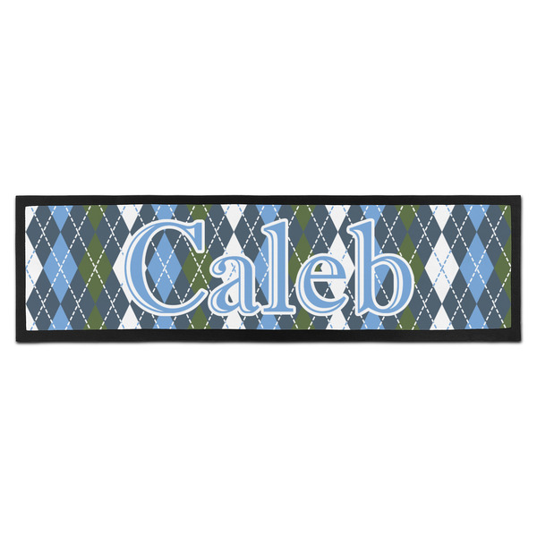 Custom Blue Argyle Bar Mat (Personalized)