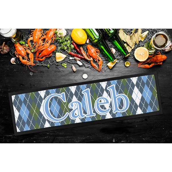 Blue Argyle Bar Mat - Large - LIFESTYLE