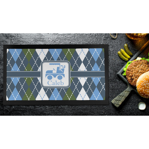 Blue Argyle Bar Mat - Small - LIFESTYLE