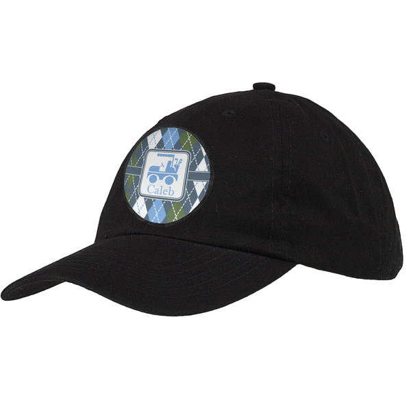 Custom Blue Argyle Baseball Cap - Black (Personalized)