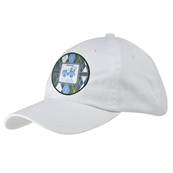 Custom Blue Argyle Baseball Cap - White (Personalized)