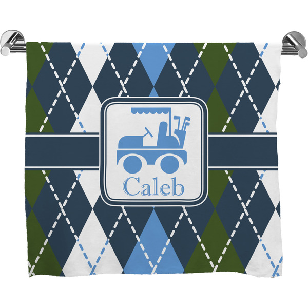 Custom Blue Argyle Bath Towel (Personalized)