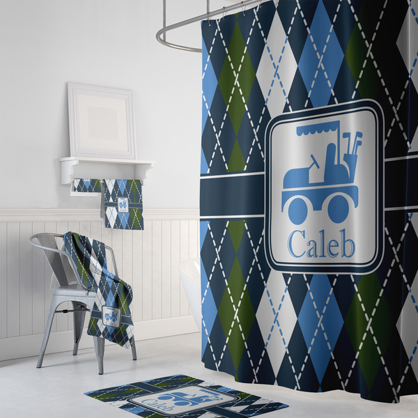 Blue Argyle Bath Towel Sets - 3-piece - In Context