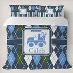 Blue Argyle Duvet Cover Set - King (Personalized)