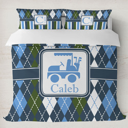 Blue Argyle Duvet Cover Set - King (Personalized)