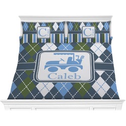 Blue Argyle Comforter Set - King (Personalized)
