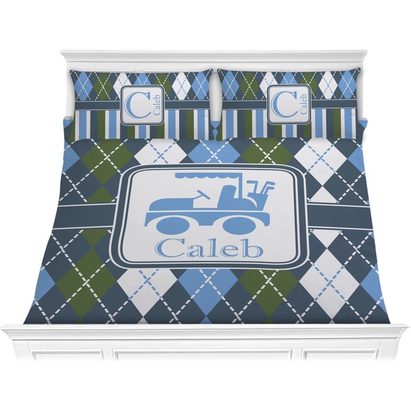 Custom Blue Argyle Comforter Set - King (Personalized)