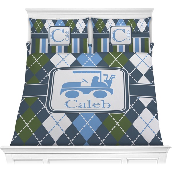Custom Blue Argyle Comforter Set - Full / Queen (Personalized)