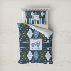 Blue Argyle Duvet Cover Set - Twin (Personalized)