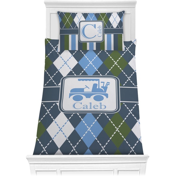 Custom Blue Argyle Comforter Set - Twin (Personalized)