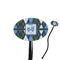 Blue Argyle 7" Oval Plastic Stir Sticks - Black - Single Sided (Personalized)