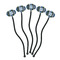Blue Argyle Black Plastic 7" Stir Stick - Oval - Fan