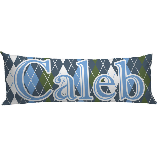Custom Blue Argyle Body Pillow Case (Personalized)