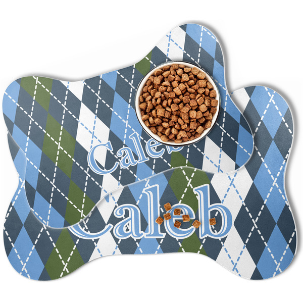 Blue Argyle Bone Shaped Dog Mats - MAIN