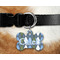 Blue Argyle Bone Shaped Dog Tag on Collar & Dog