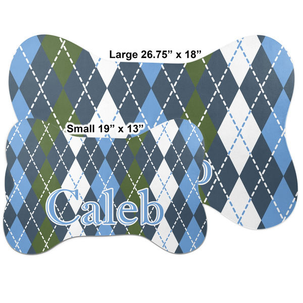 Blue Argyle Bone Shaped Mat Comparison