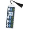Blue Argyle Bookmark with tassel - Flat