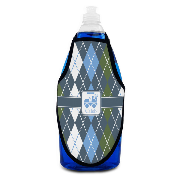 Blue Argyle Bottle Apron - Soap - FRONT