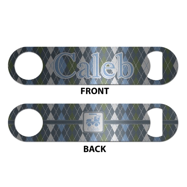 Blue Argyle Bottle Opener - Front & Back