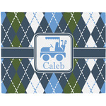 Blue Argyle Woven Fabric Placemat - Twill w/ Name or Text