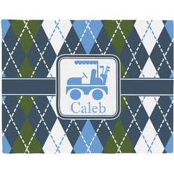 Blue Argyle Woven Fabric Placemat - Twill w/ Name or Text