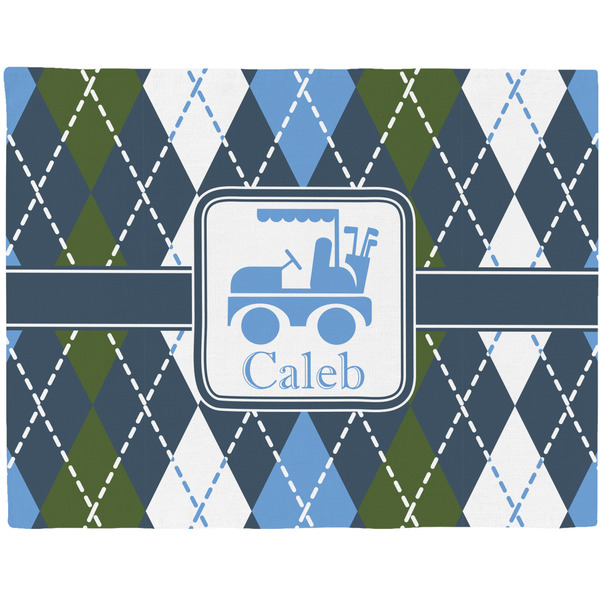 Custom Blue Argyle Woven Fabric Placemat - Twill w/ Name or Text