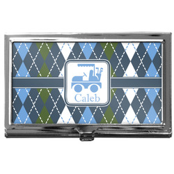 Blue Argyle Business Card Case