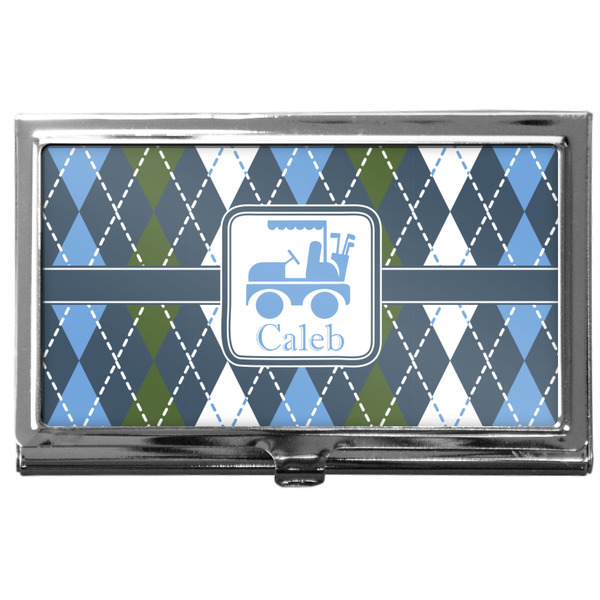 Custom Blue Argyle Business Card Case