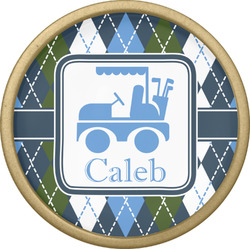 Blue Argyle Cabinet Knob - Gold (Personalized)