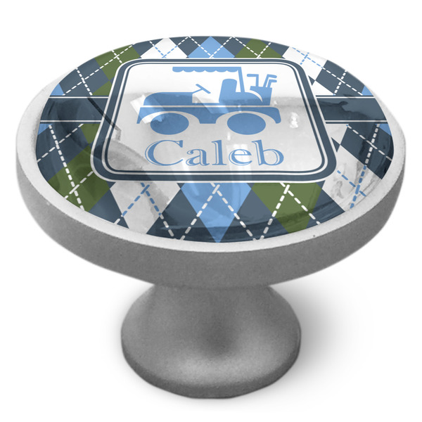 Custom Blue Argyle Cabinet Knob (Personalized)