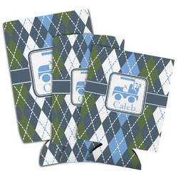 Blue Argyle Can Cooler (Personalized)