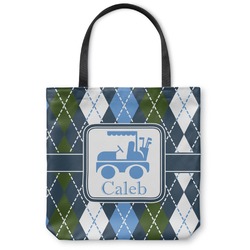 Blue Argyle Canvas Tote Bag (Personalized)