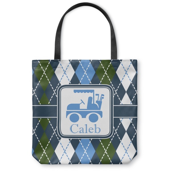 Custom Blue Argyle Canvas Tote Bag (Personalized)