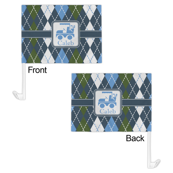 Blue Argyle Car Flag - 11" x 8" - Front & Back View