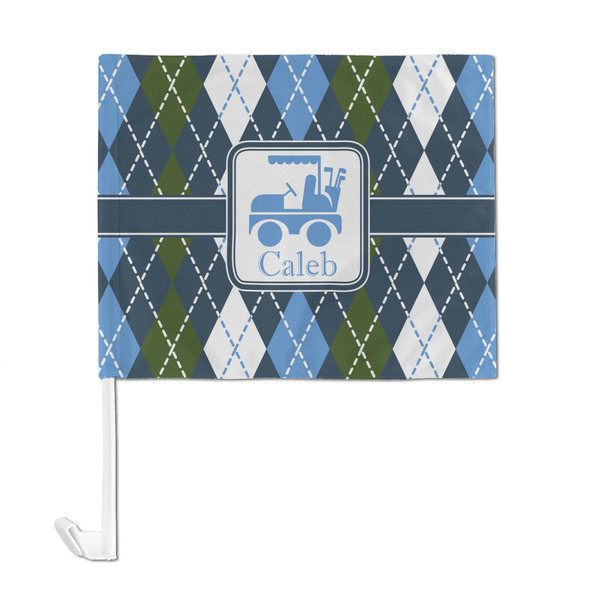 Blue Argyle Car Flag - Large - FRONT