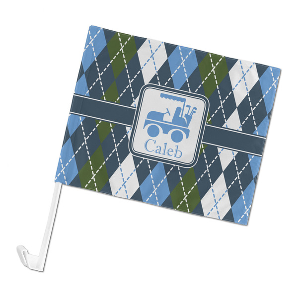 Custom Blue Argyle Car Flag (Personalized)