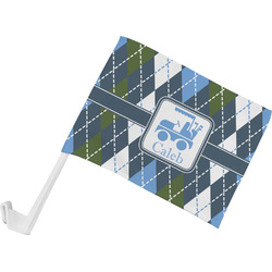 Blue Argyle Car Flag - Small w/ Name or Text