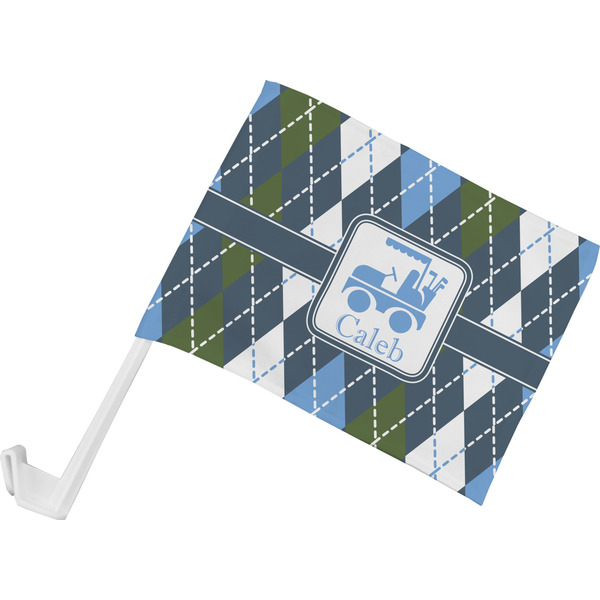 Custom Blue Argyle Car Flag - Small w/ Name or Text