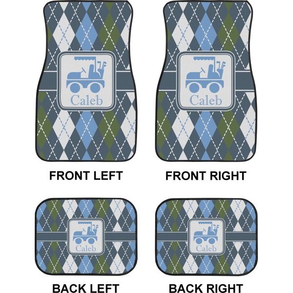 Blue Argyle Car Floor Mats Set (2F + 2B)